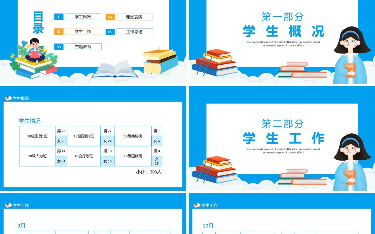 学生工作期末检查通报动态PPT模板