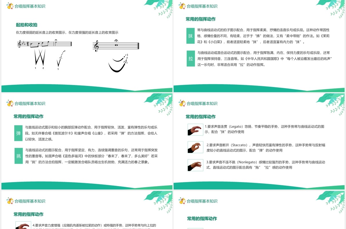 合唱指挥条件姿势表情基本知识培训动态PPT模板