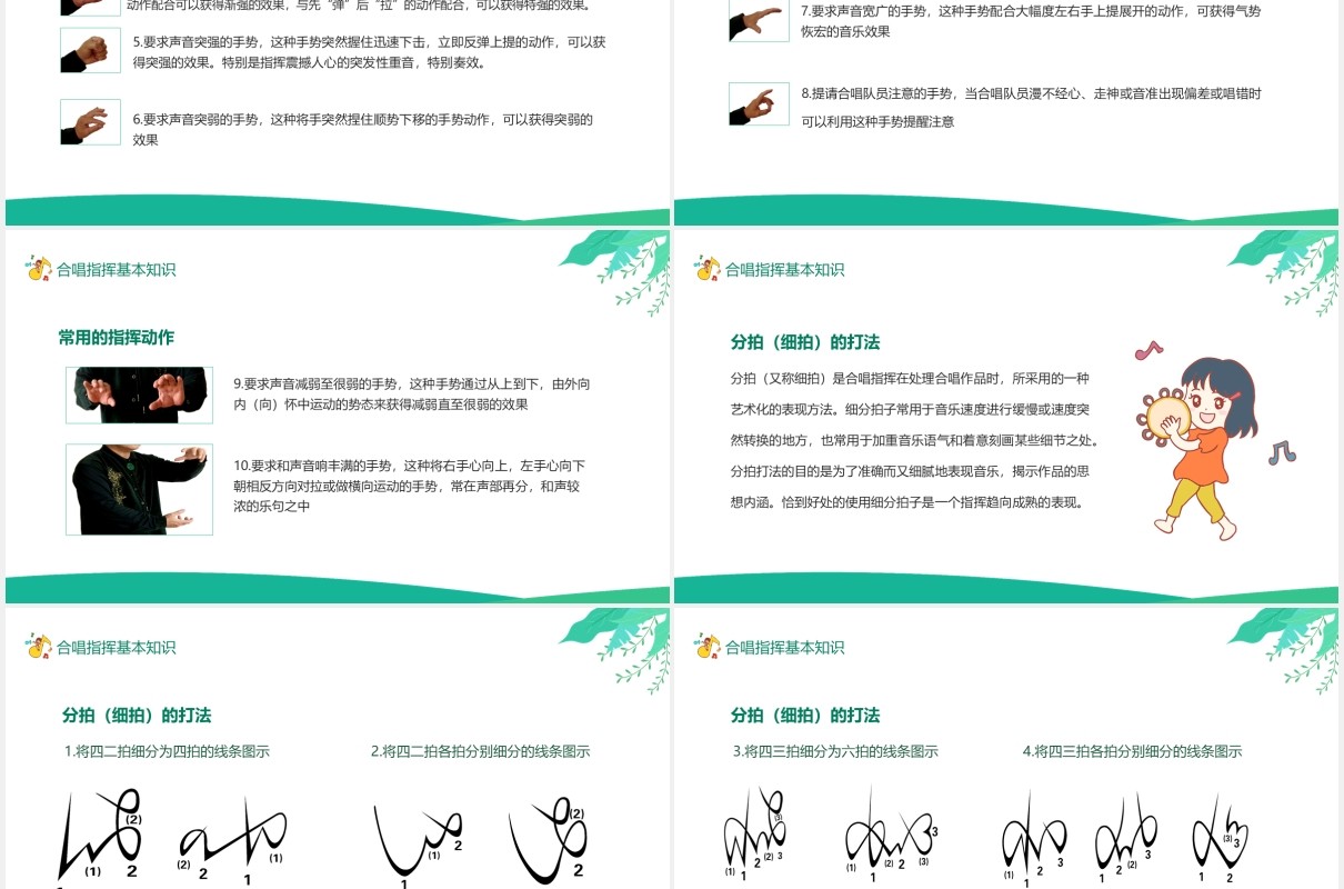 合唱指挥条件姿势表情基本知识培训动态PPT模板