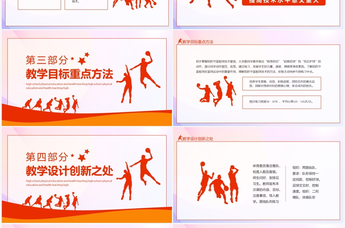 篮球高中体育与健康说课动态PPT模板