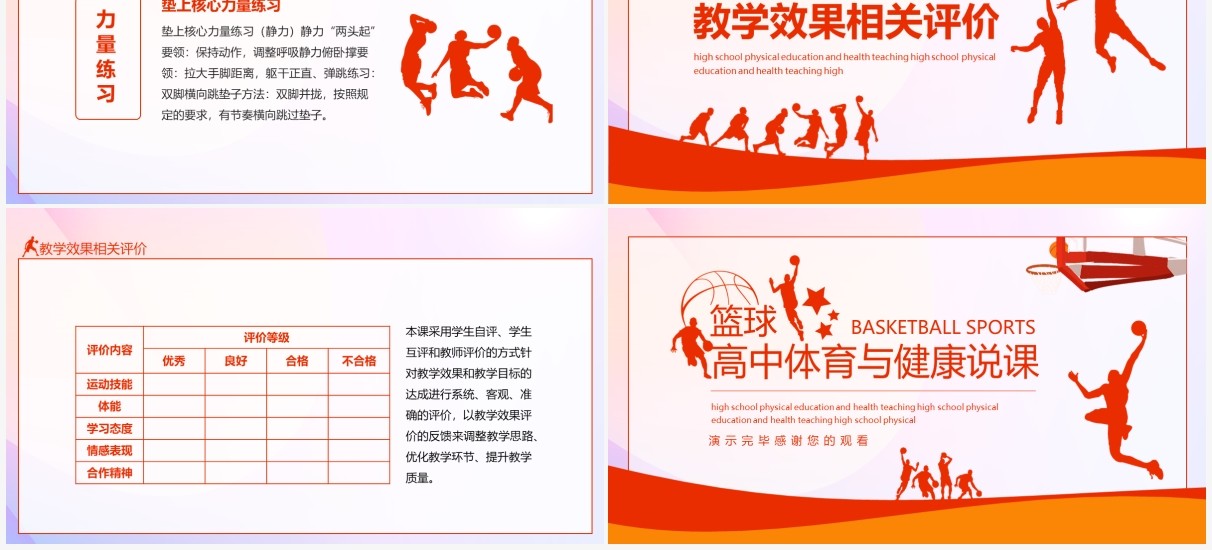篮球高中体育与健康说课动态PPT模板