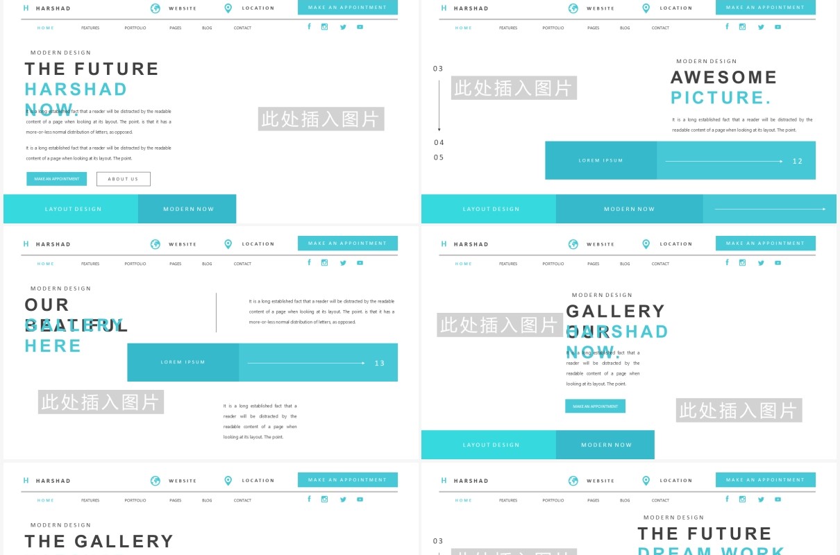 简约蓝色高端工作报告计划总结PPT模板Harshad - Powerpoint Template