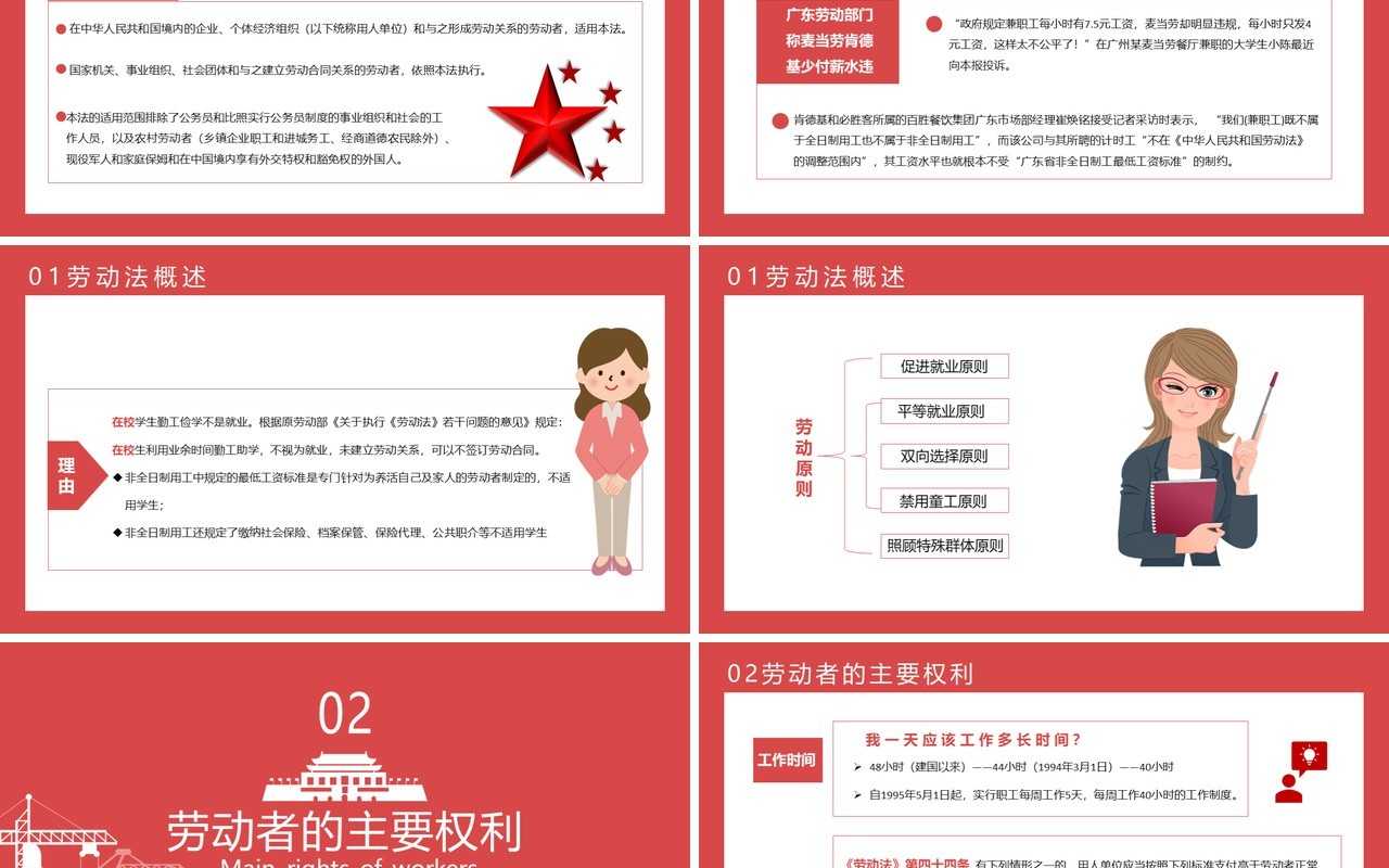 简约党政风劳动法科普宣传课件教育通用PPT模板