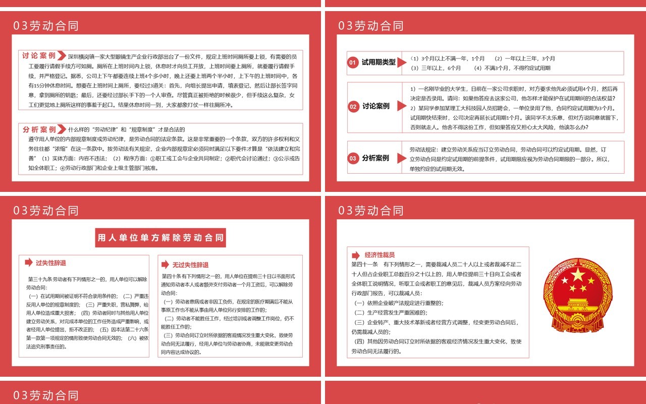 简约党政风劳动法科普宣传课件教育通用PPT模板