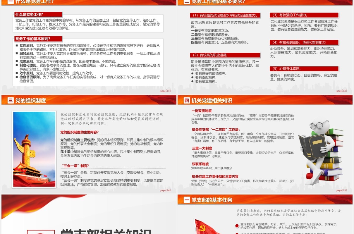 简约党支部党务知识培训党课课程PPT模板