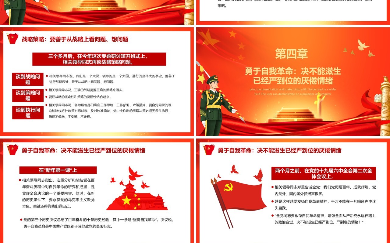 红色专题研讨班上深刻阐述的五个问题PPT模板
