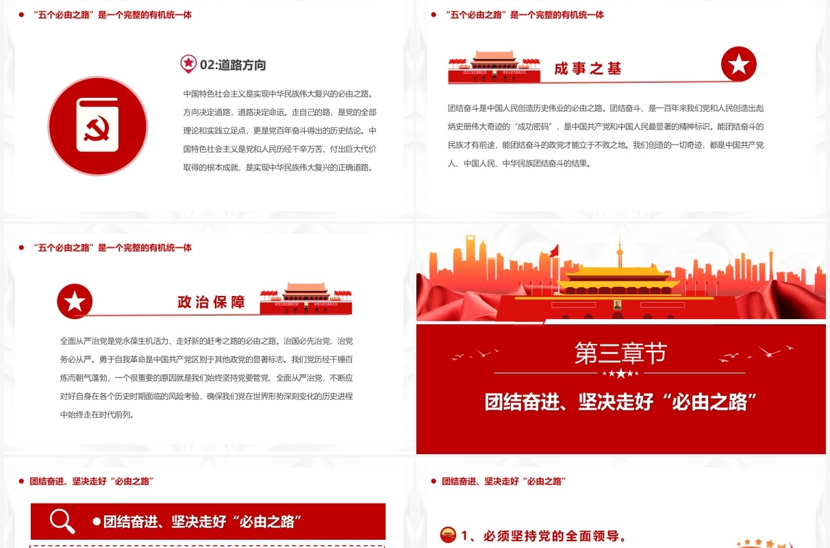 红色简约深刻认识和把握五个必由之路PPT模板