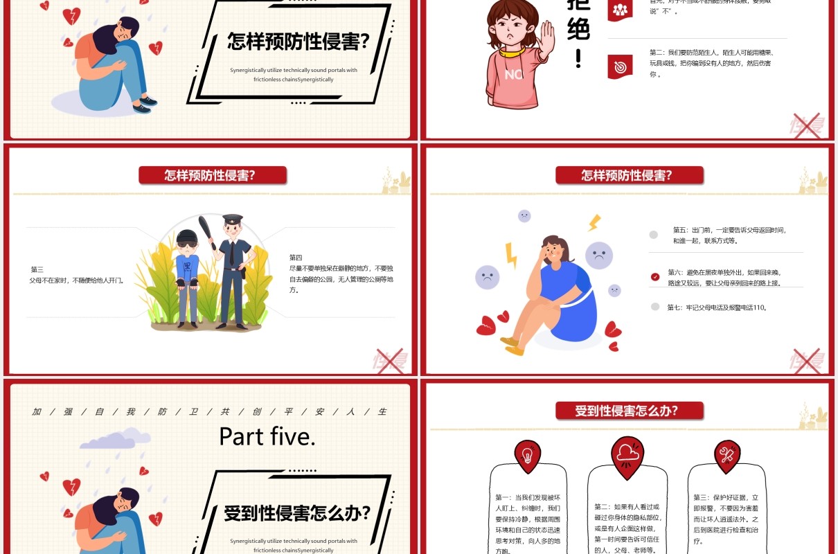简约卡通小学防性侵害安全教育培训课件PPT模板