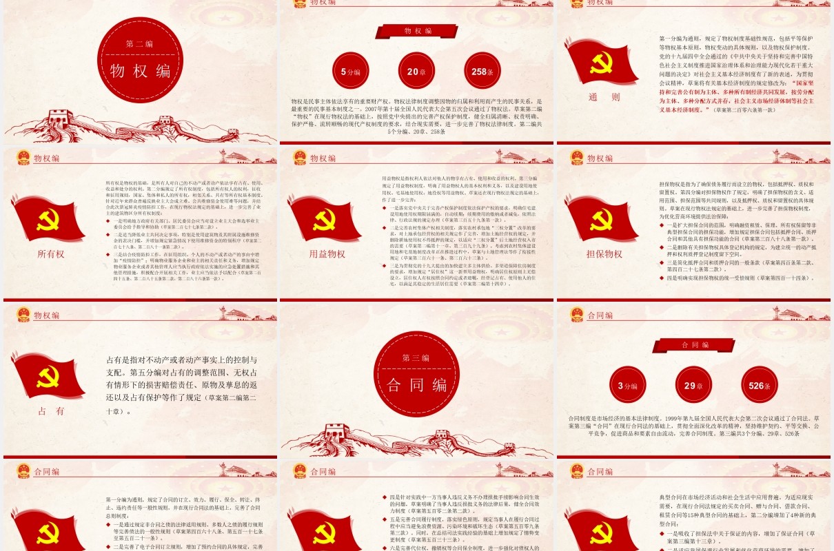 中华人民共和国民法典草案学习解读党课党建PPT模板
