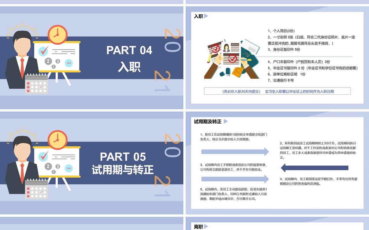 蓝色卡通人事管理制度学习通用PPT模板