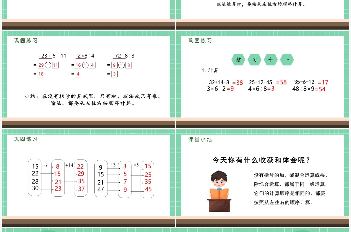 部编版二年级数学下册没有括号的同级的混合运算两步试题课件PPT模板