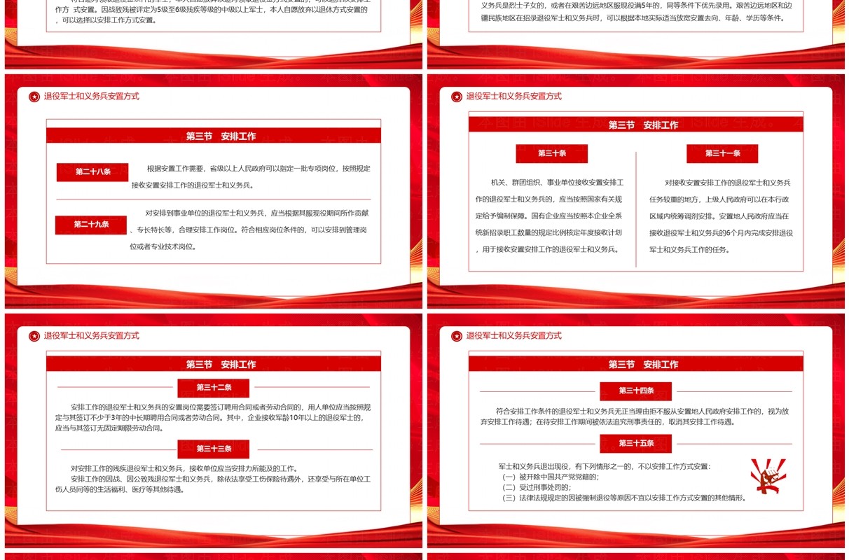 红色党政风退役军人安置条例PPT模板