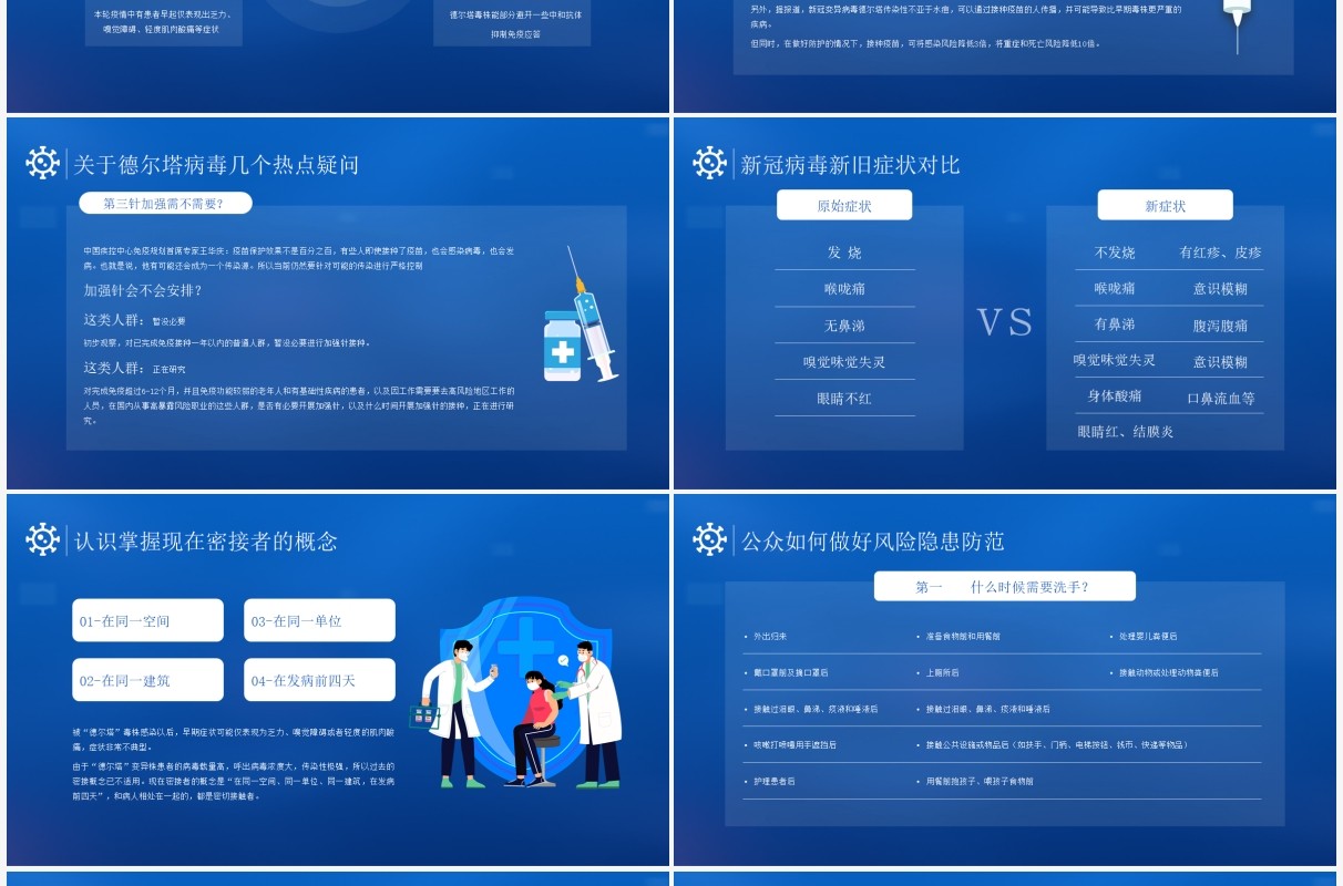 蓝色简约风德尔塔病毒我们应该如何防范知识宣传PPT模板