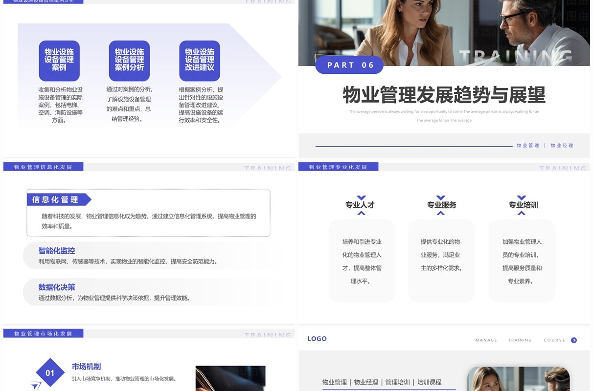 紫色商务风物业经理管理培训PPT模板