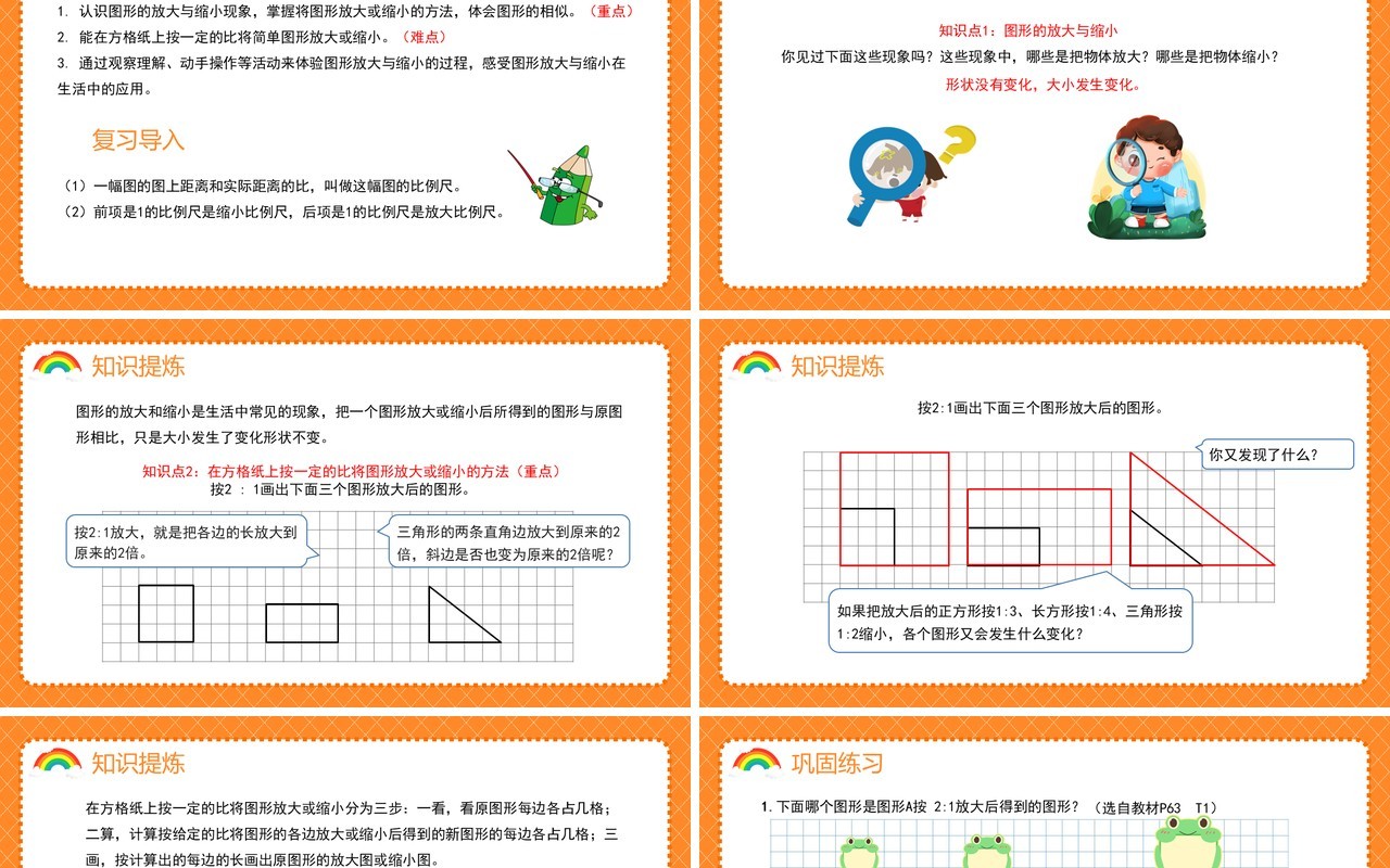 部编版六年级数学下册图形的放大与缩小课件PPT模板