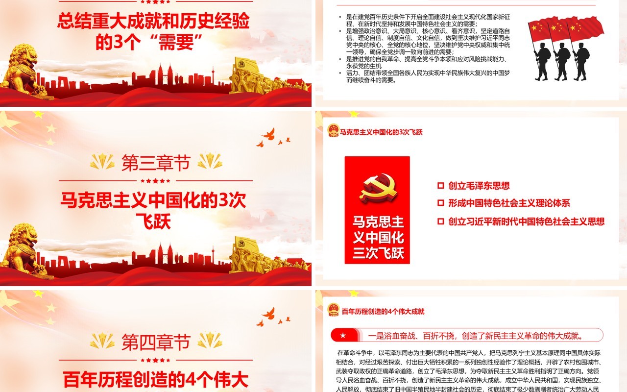 红色党政数览十九届六中全会PPT模板
