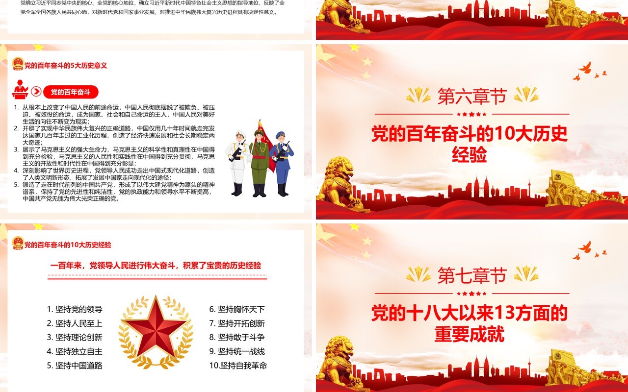 红色党政数览十九届六中全会PPT模板