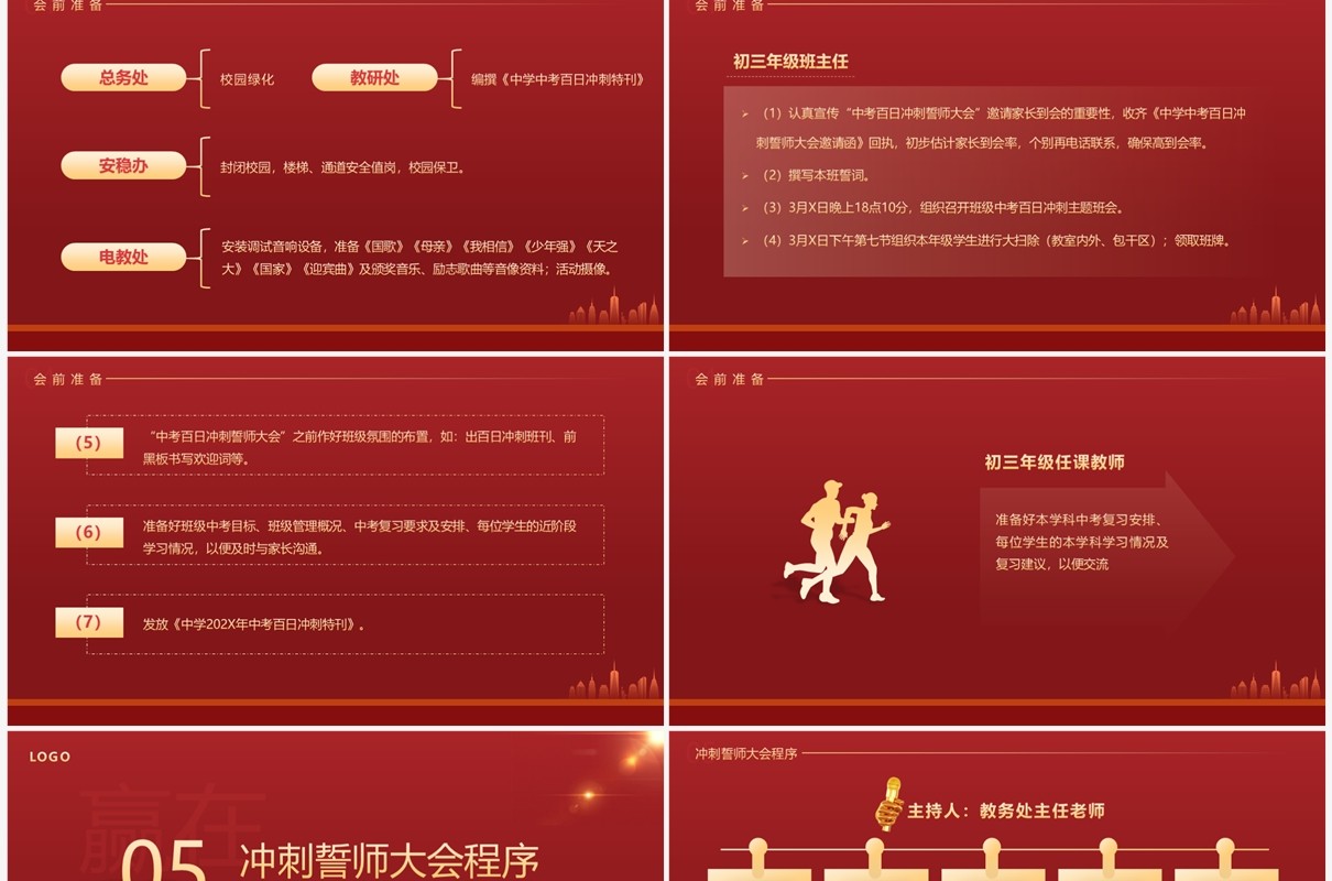 红金简约风中考誓师大会活动方案PPT模板