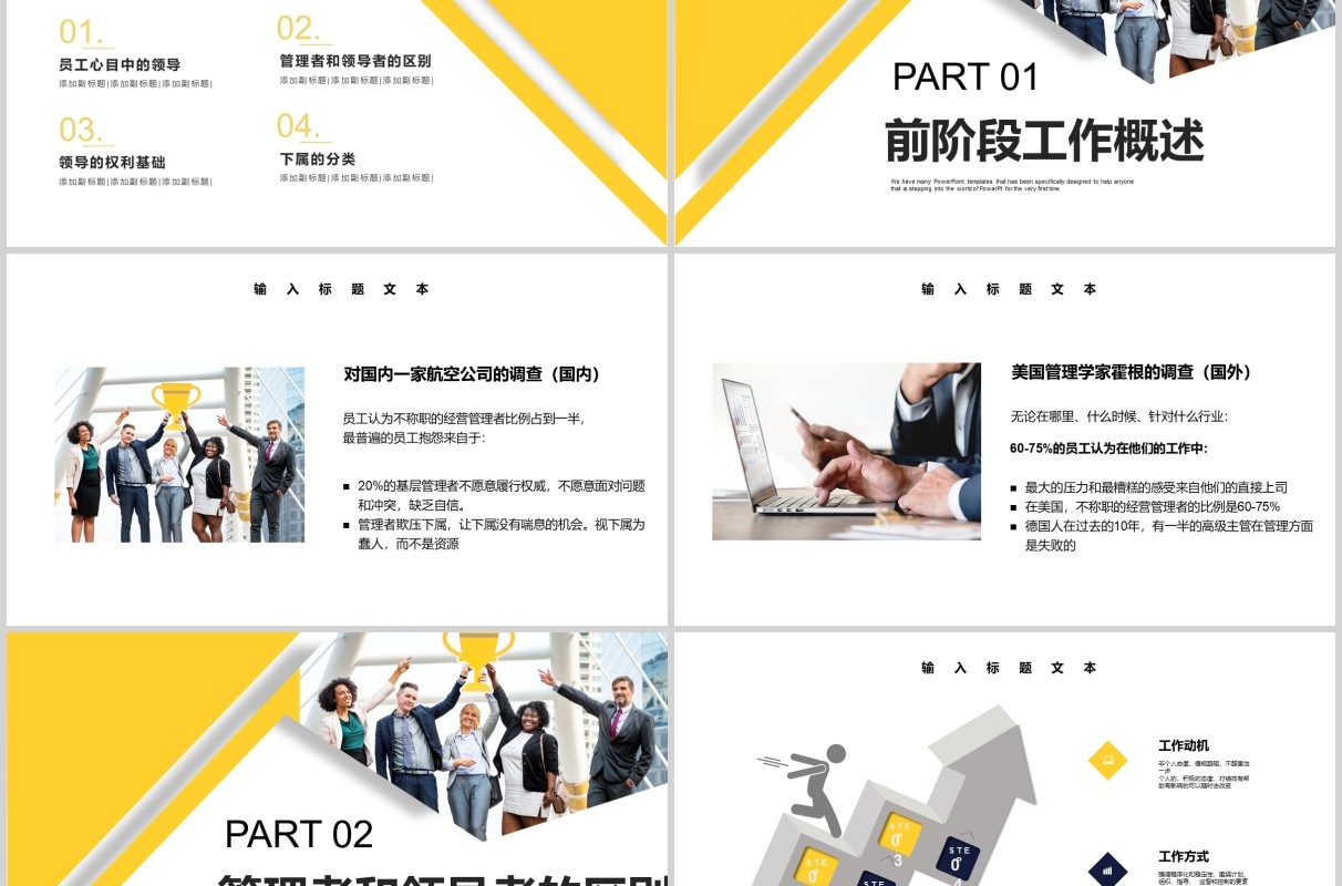 黄色简约公司管理层领导力培训PPT模板