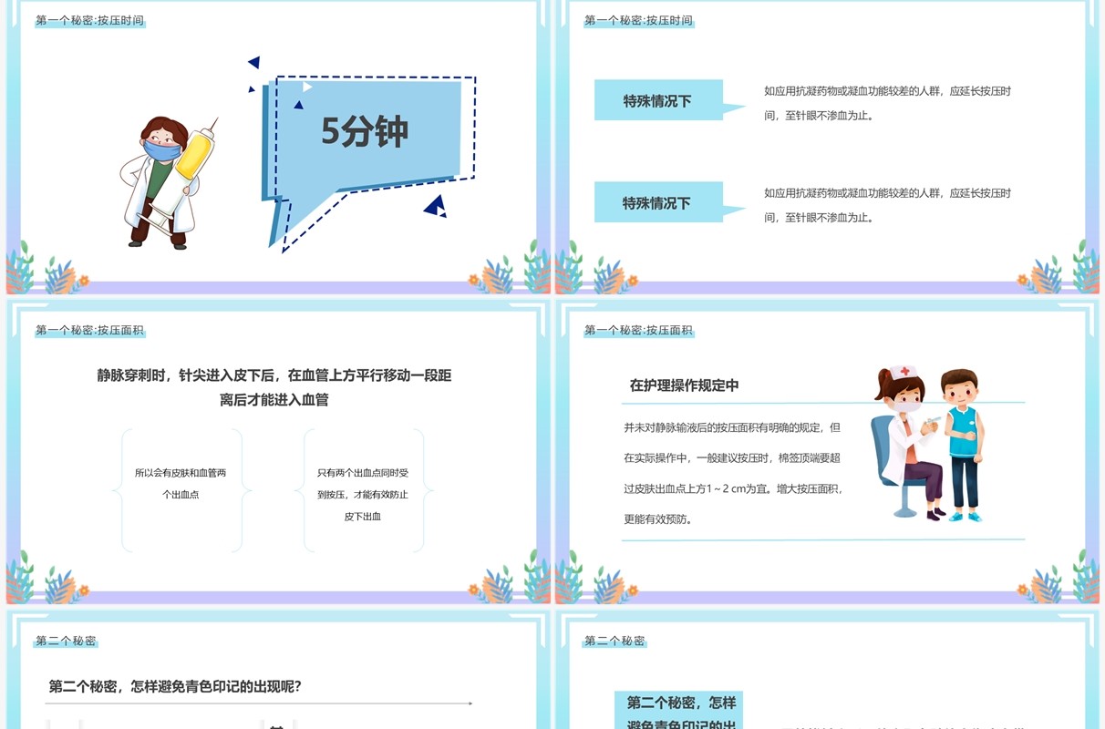 蓝紫色输液后遗症青色印记护理技巧PPT模板