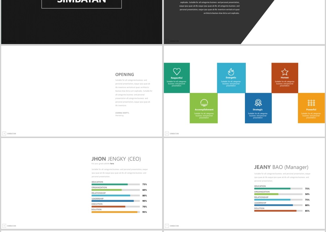 简洁商务工作汇报PPT模板信息图表Simbatan Powerpoint