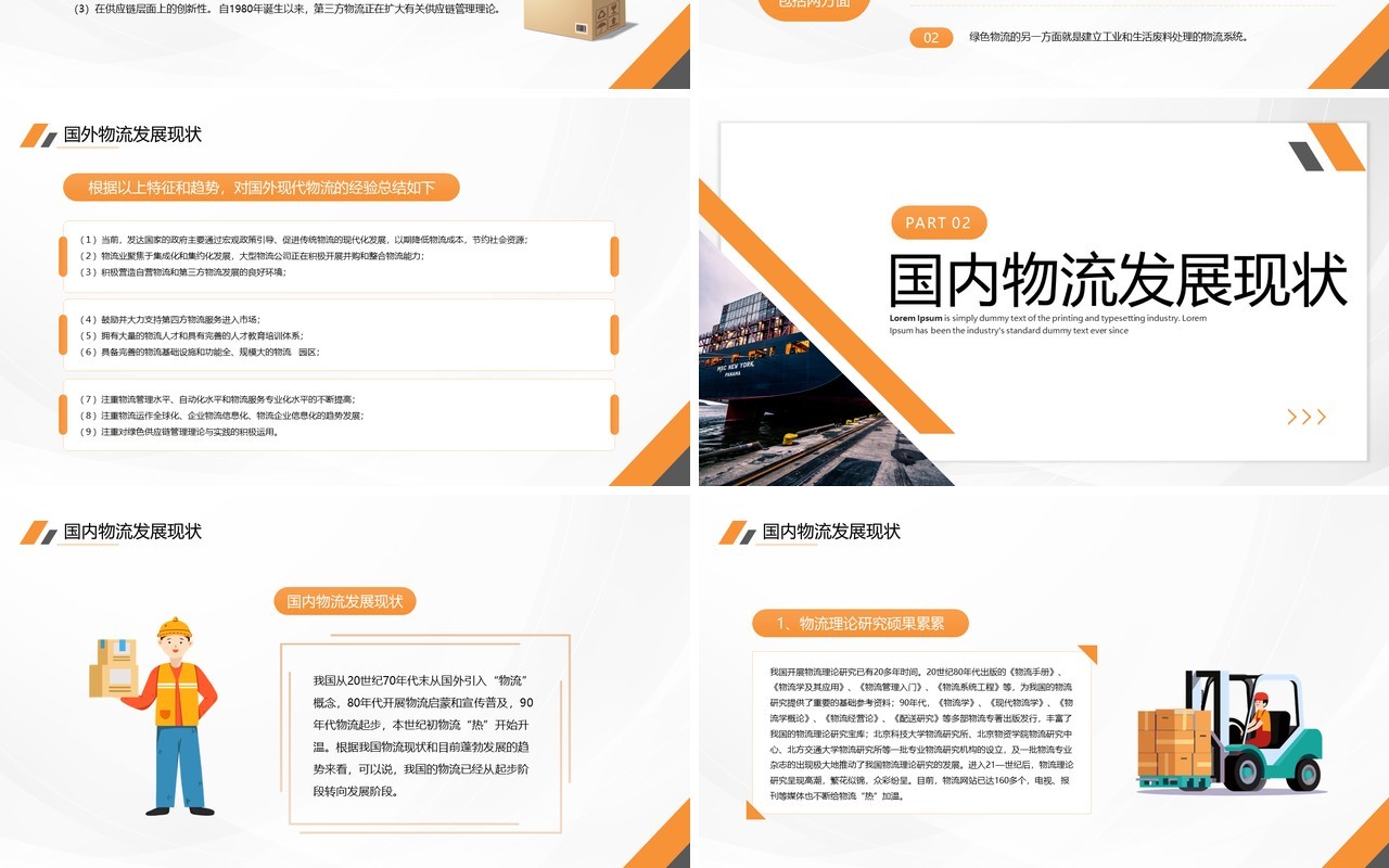 橙色商务风现代物流管理介绍PPT模板