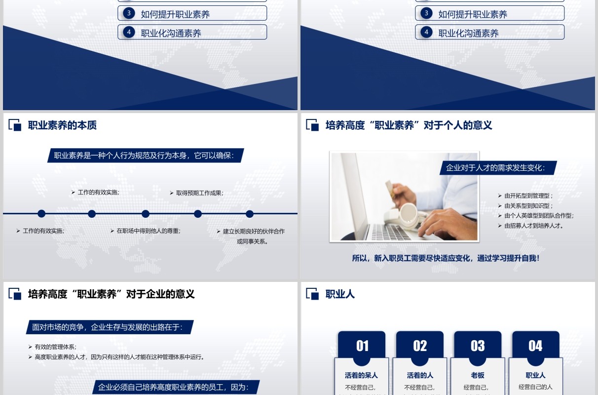 蓝色企业职业化素养提升培训PPT模板