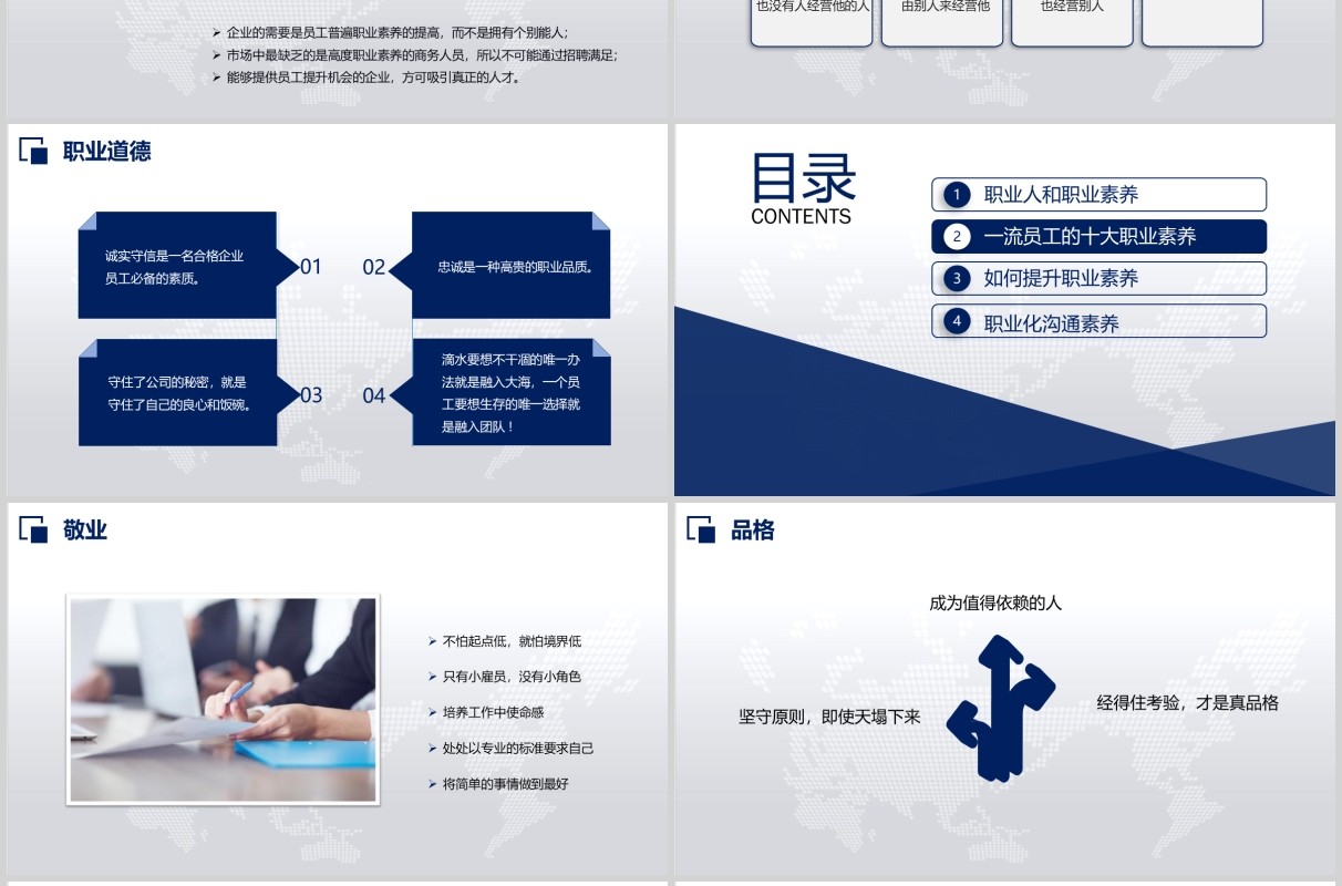 蓝色企业职业化素养提升培训PPT模板