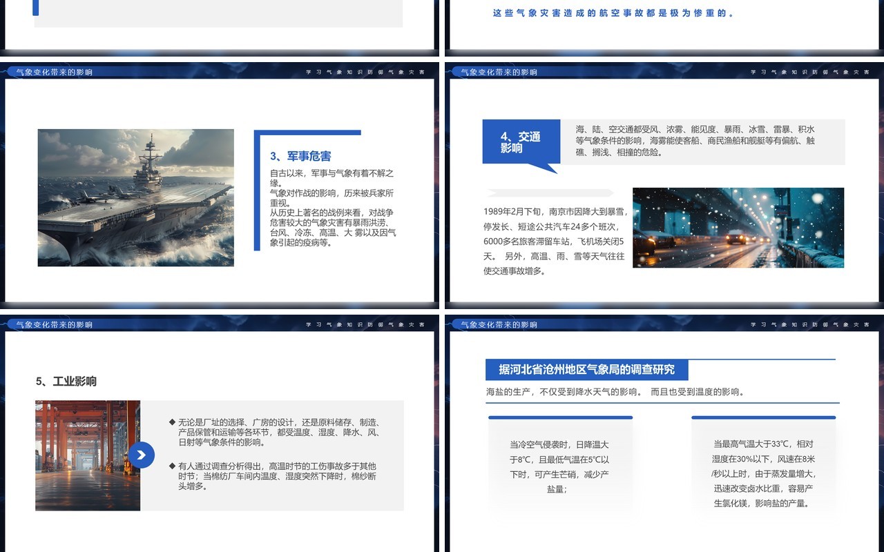 蓝色简约风国际气象节介绍PPT模板
