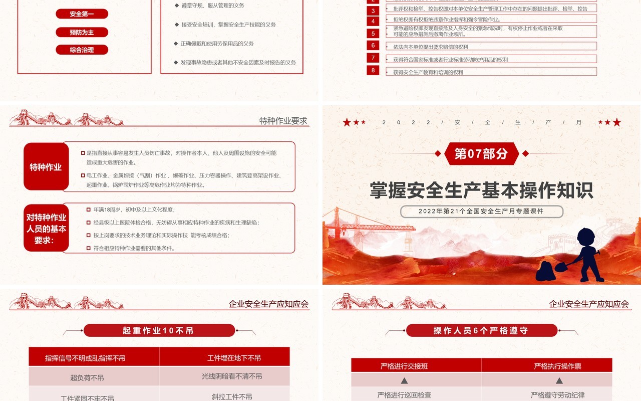 红色简约遵守安全生产法宣传教育PPT模板
