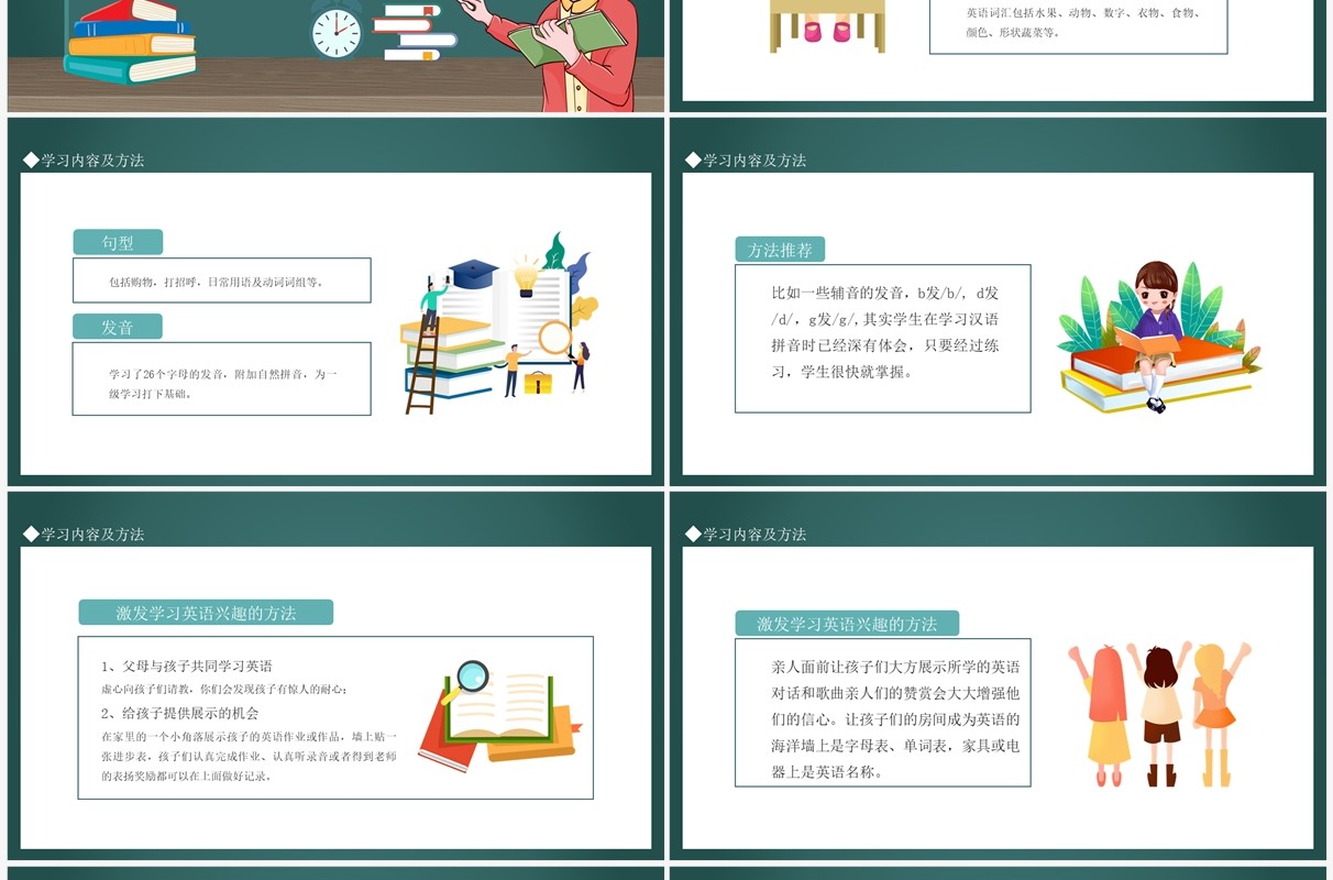 英语家长会动态PPT模板