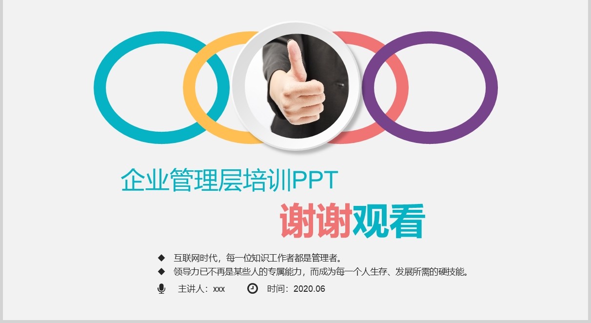 彩色企业管理层领导力与领导艺术培训课件PPT模板
