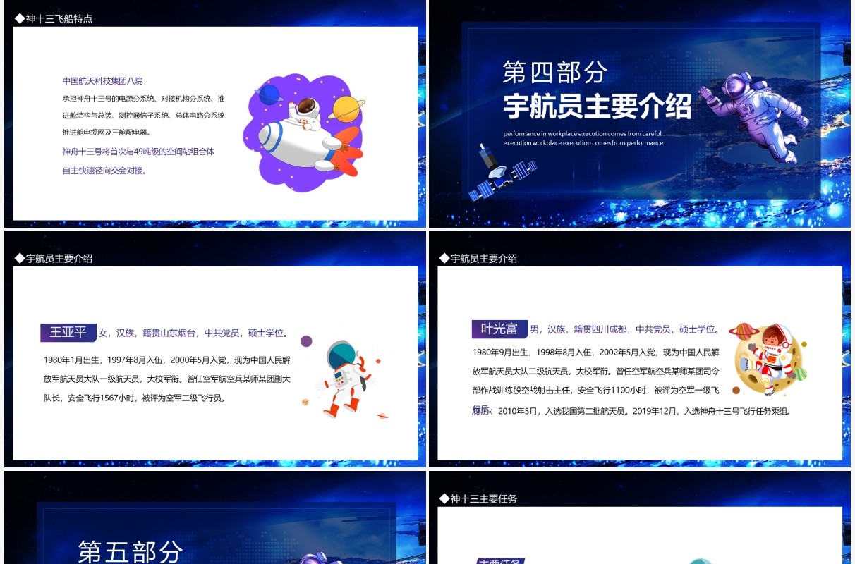 月下棹神舟星夜赴天河神舟十三号飞天纪实动态PPT模板