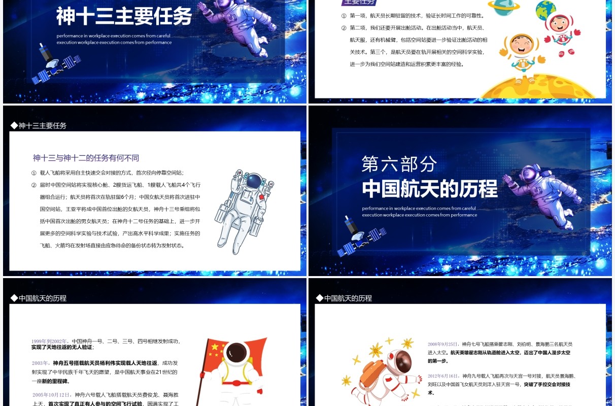 月下棹神舟星夜赴天河神舟十三号飞天纪实动态PPT模板
