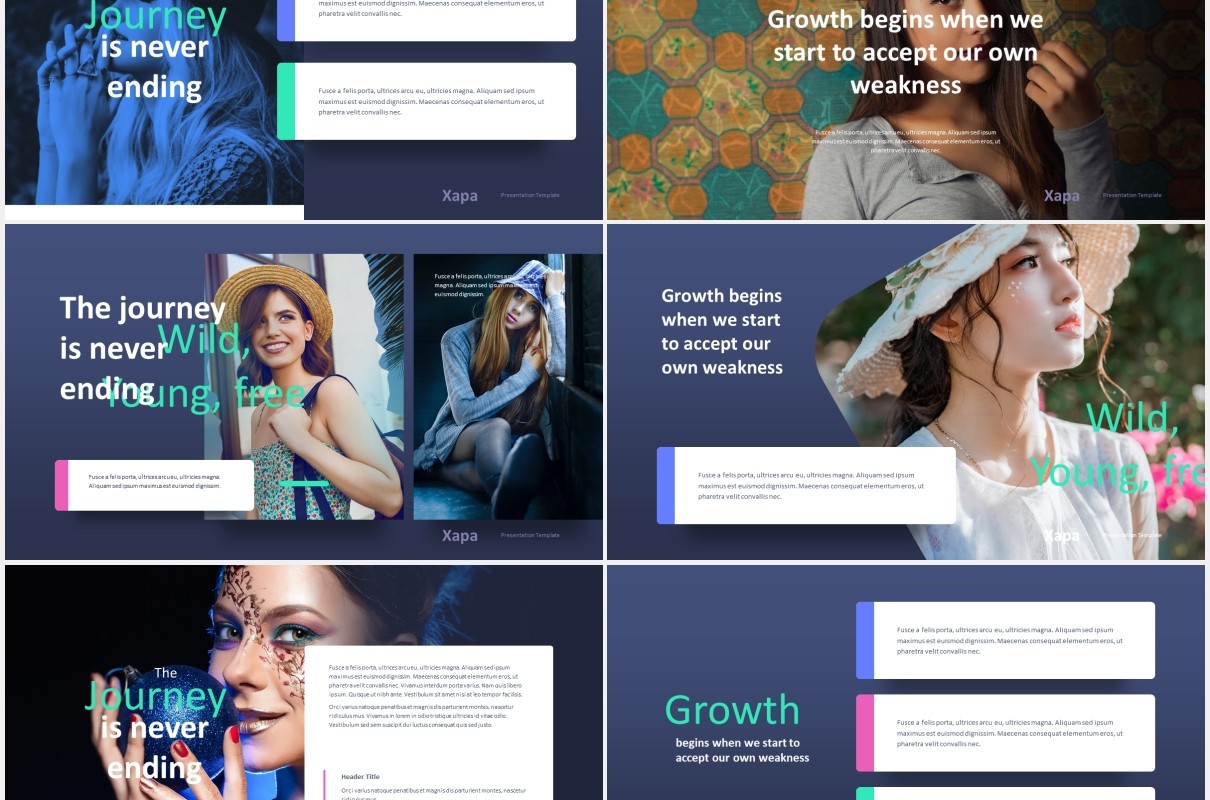 时尚现代模特作品宣传展示PPT模板xapa modern powerpoint template