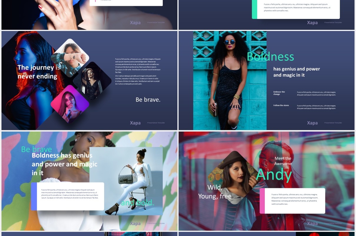 时尚现代模特作品宣传展示PPT模板xapa modern powerpoint template