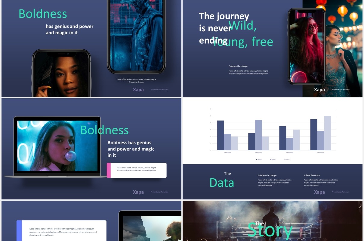 时尚现代模特作品宣传展示PPT模板xapa modern powerpoint template