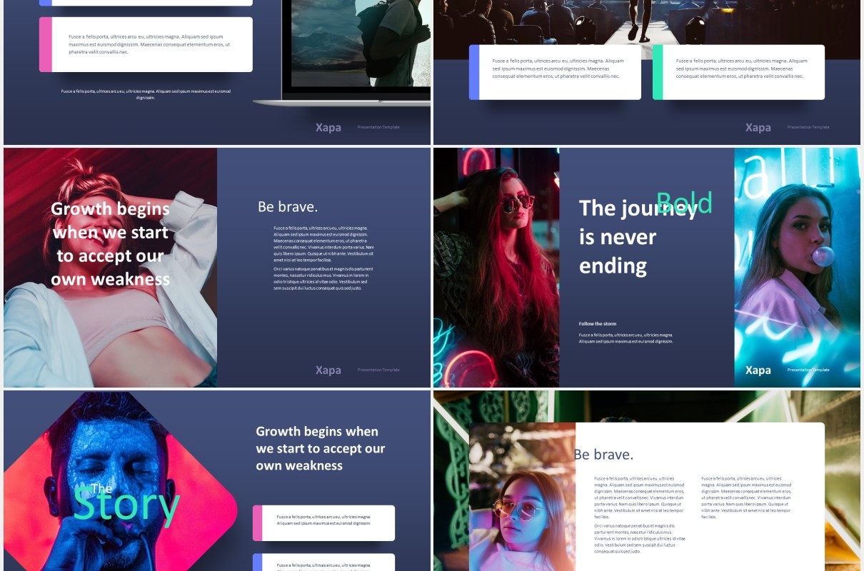 时尚现代模特作品宣传展示PPT模板xapa modern powerpoint template