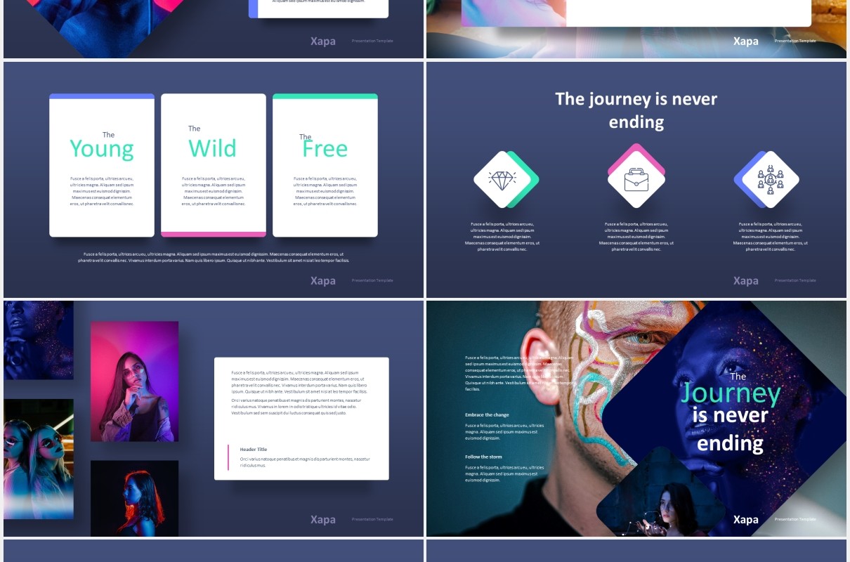 时尚现代模特作品宣传展示PPT模板xapa modern powerpoint template