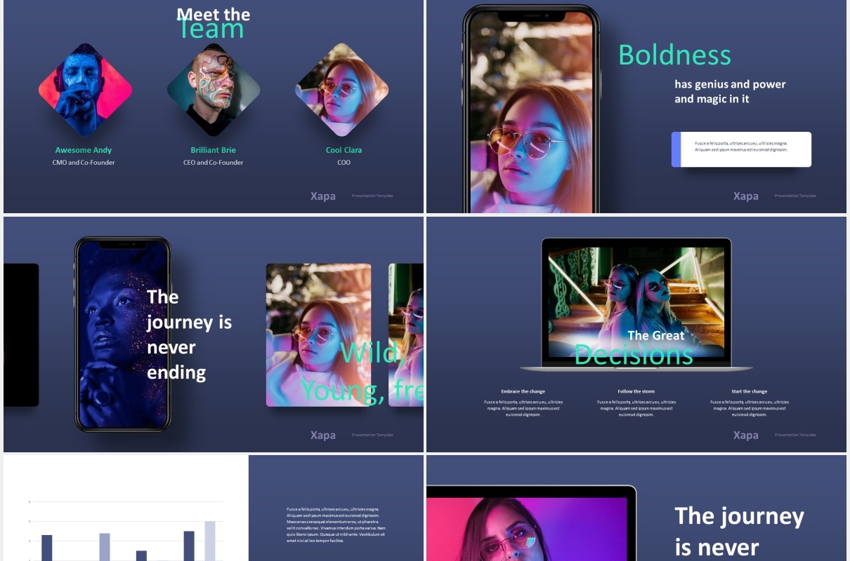 时尚现代模特作品宣传展示PPT模板xapa modern powerpoint template