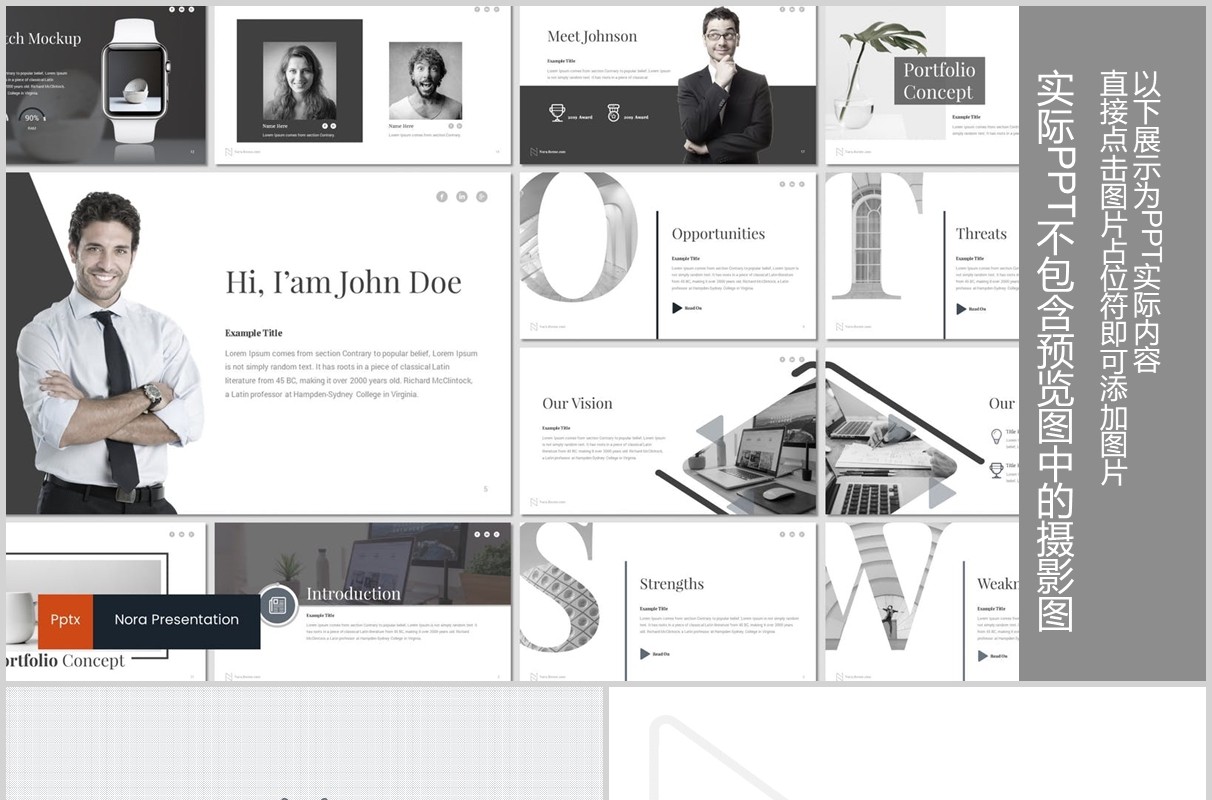 商务SWOT分析公司介绍PPT模板版式设计Nora - Powerpoint Template