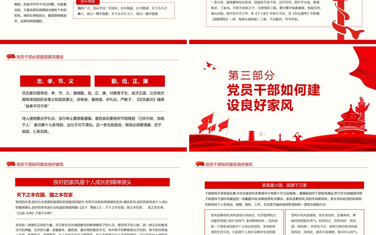 加强党员干部良好家风建设党建动态PPT模板