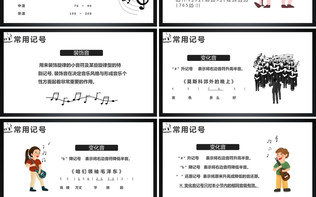 认识音乐简谱知识大全乐理及各类符号入门必备音乐课课件PPT模板
