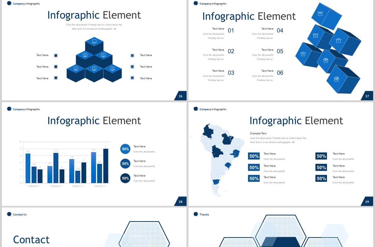 蓝色几何图形数据分析公司简介信息图表PPT模板darwin powerpoint template