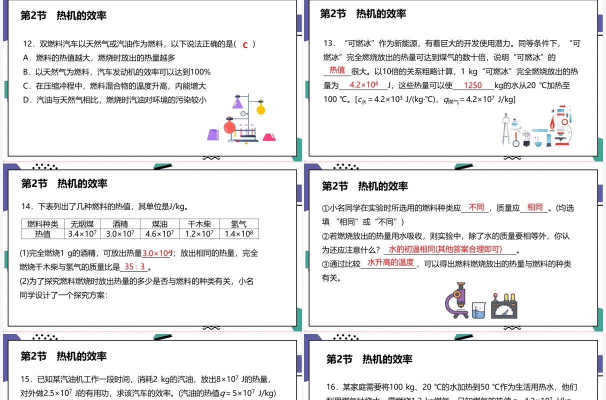 部编版九年级物理全册热机的效率课件PPT模板
