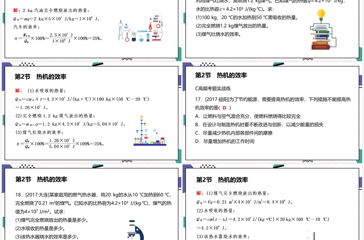 部编版九年级物理全册热机的效率课件PPT模板