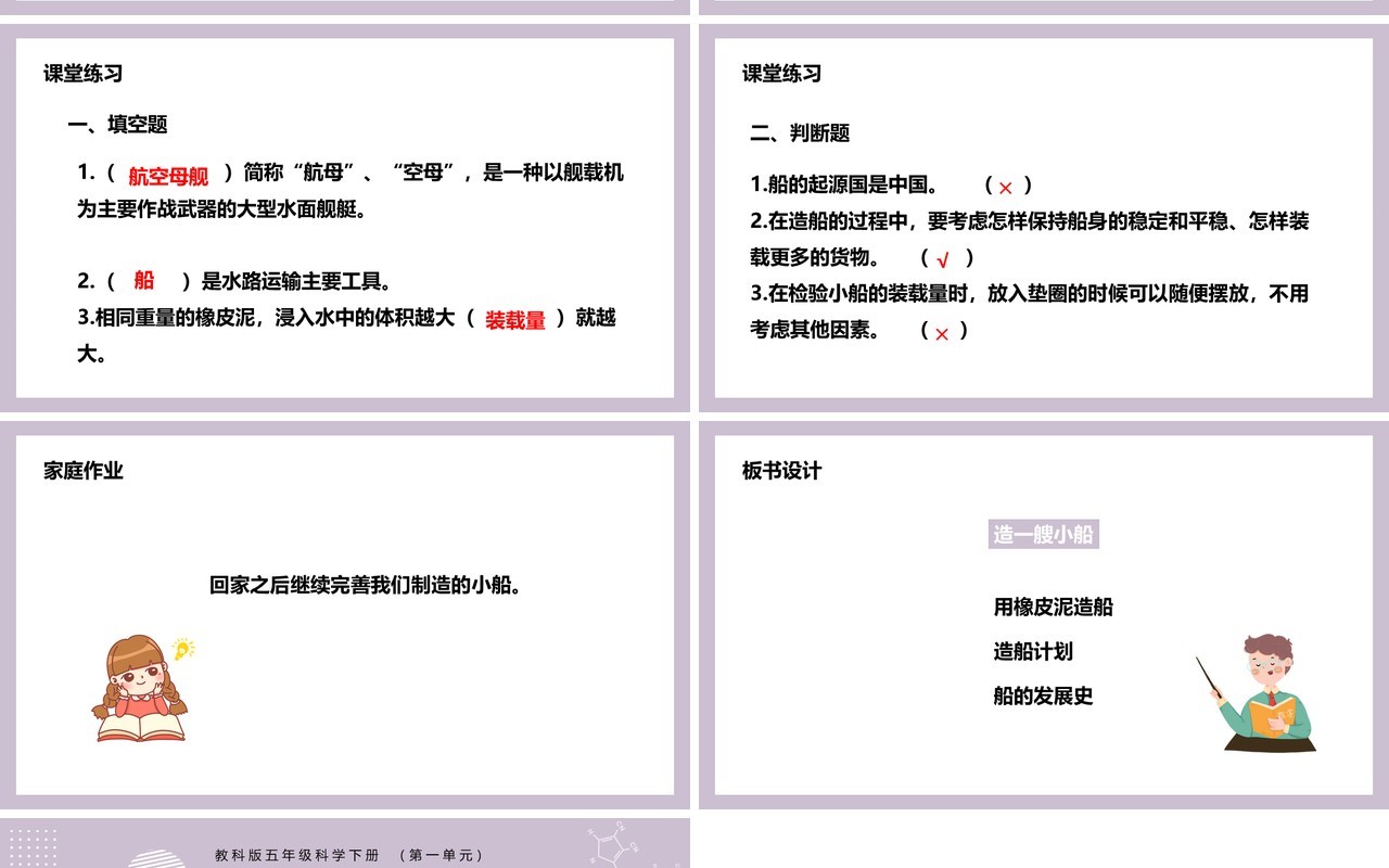 教科版五年级科学下册造一艘小船课件PPT模板