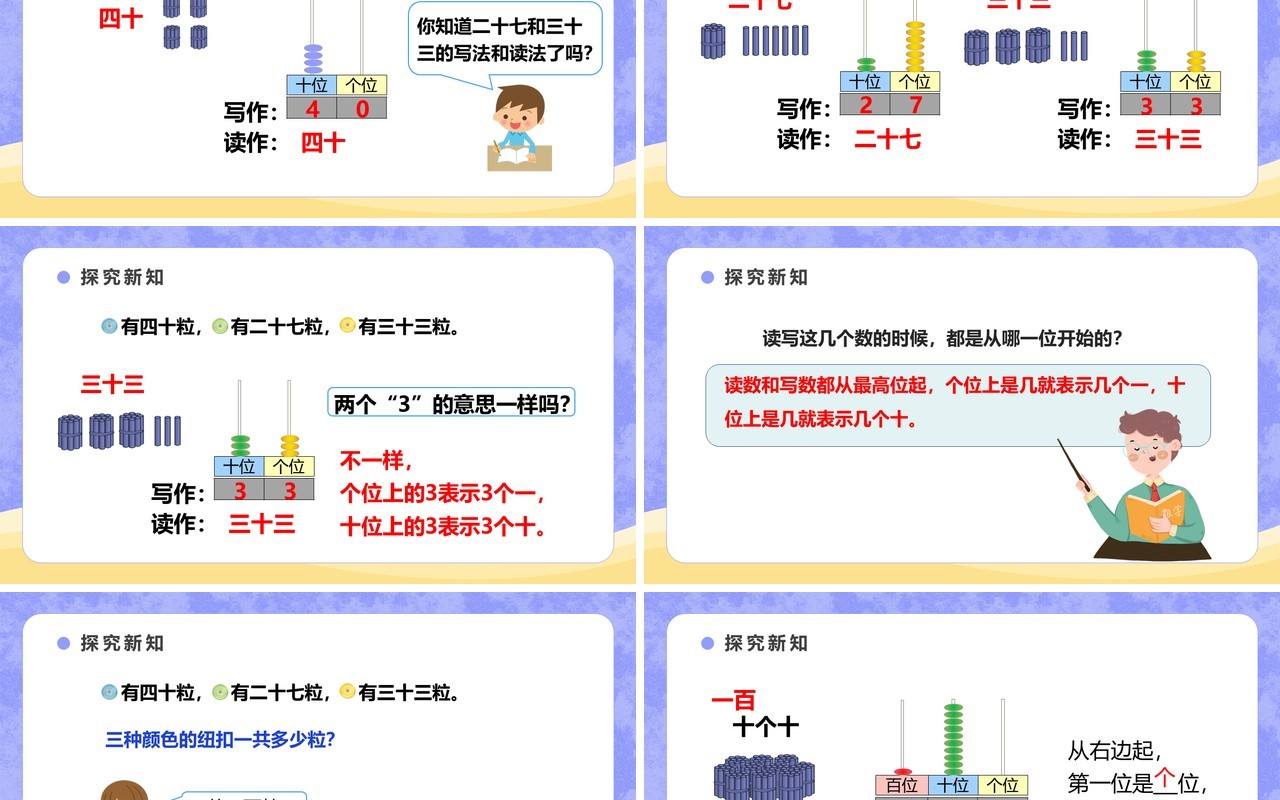 部编版一年级数学下册读数写数课件PPT模板