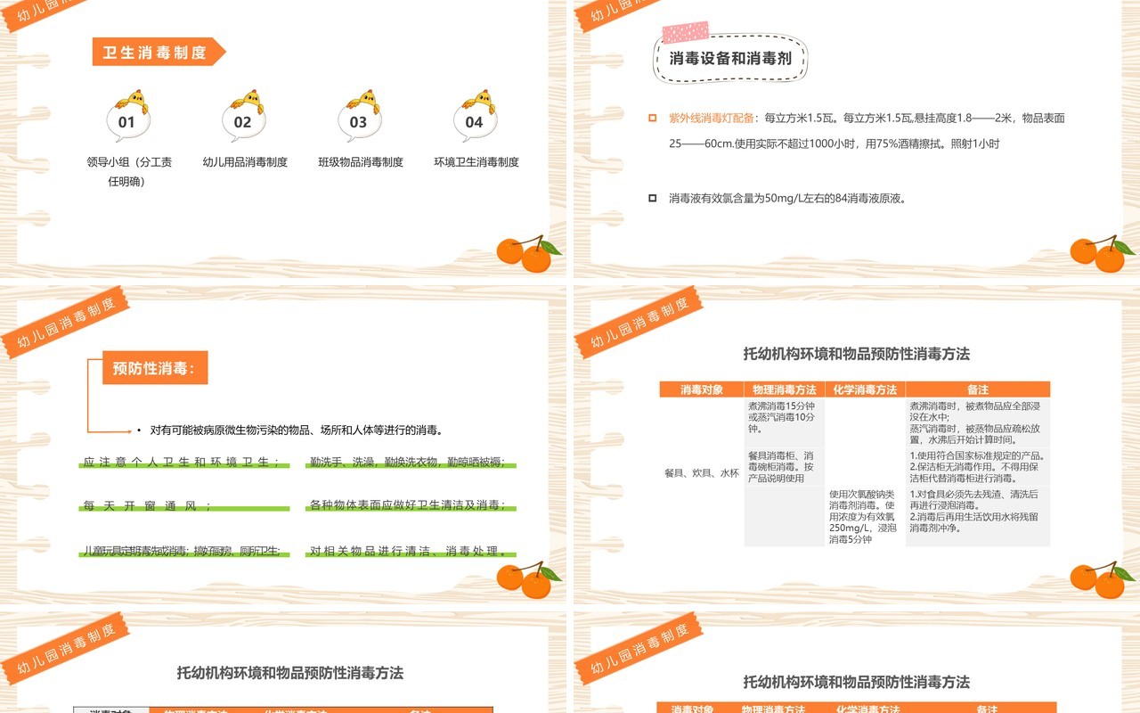橙色卡通风幼儿园食堂食品安全培训PPT模板