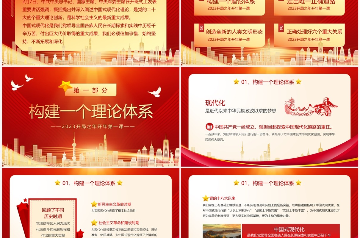 红色党政风中国式现代化开年第一课PPT模板